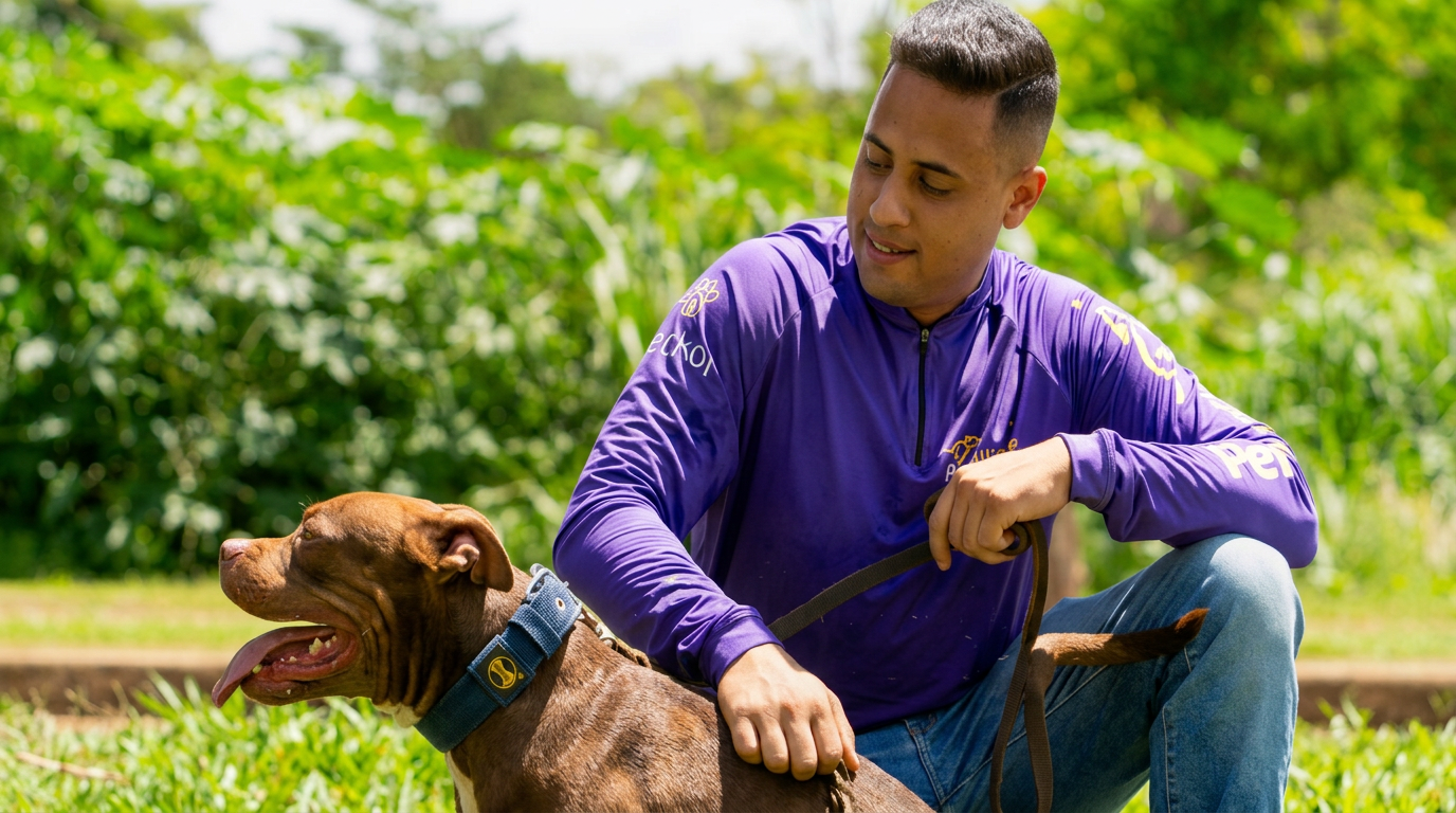 César Leite adestrando um cão em São Paulo